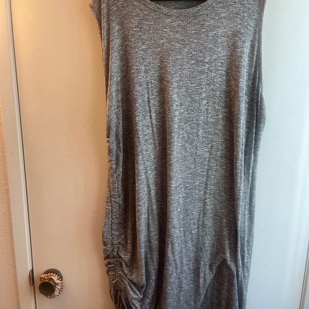 Plus size gray tank dress with side tie 3XL